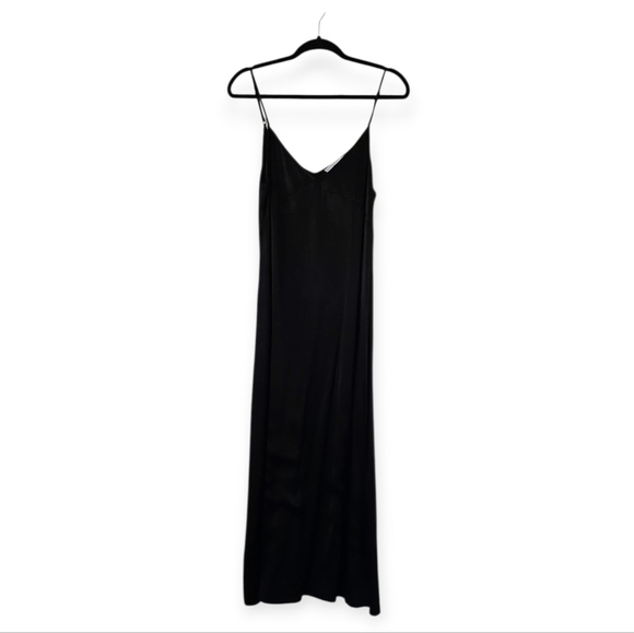 H&M Dresses & Skirts - H&M Slip 100% Viscose Dress Women's Black Midi Side Zipper Flowy Drape Size US 8